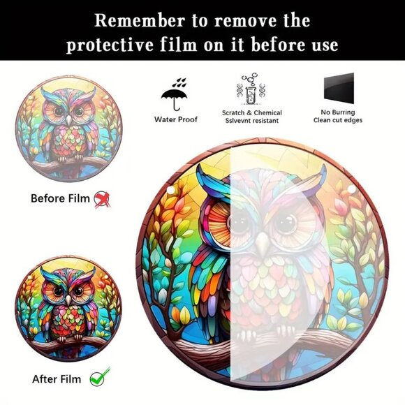 Owl Suncatcher Fantasy Lucky Vibrant Colorful Hanging In/Outdoor Wise Trendy Fun - Picture 3 of 3